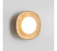 Applique Murale en Pierre avec Abat-Jour rotomoulé, Corps de Lampe en travertin Naturel de 28 cm, Applique Murale à lumière Chaude, luminaires pour Salle de Bain, vanité, Chambre à Coucher, Cage d'e