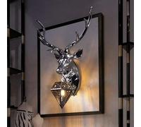 Applique murale en résine avec tête de cerf et bois de cerf, décoration murale en métal, éclairage de fond de galvanoplastie, lampe murale en résine,style minimaliste