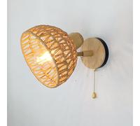 Applique murale en rotin avec interrupteur à chaîne, lampes en rotin pour chambre à coucher, appliques murales de ferme, luminaire mural d'intérieur, appliques murales de chevet bohème pour salon