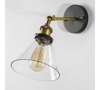 Applique Murale en Verre avec Bras pivotant réglable, Finition Laiton, Style Industriel, luminaire d'intérieur, idéal pour Un Couloir, Une Grange ou Une Ferme, Style Vintage rétro en métal, Noir