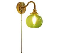 Applique murale en verre avec chaînette, style vintage industriel, lampe de chevet pour chambre à coucher, salle de bain, coiffeuse, salon, couloir, vert clair