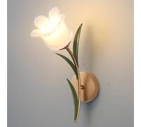 Applique murale en verre blanc laiteux à fleurs - Luminaires muraux doubles dorés vintage, style ferme antique for couloir, évier de cuisine, meuble-lavabo de salle de bain, chambre à coucher, salon(1