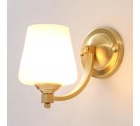 Applique murale en verre de style simple, applique de salle de bain, éclairage en cuivre, lanterne de bureau pour chambre à coucher, chevet, salon, bureau, couloir, entrée, restaurant (15 cm)