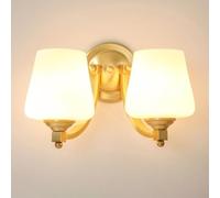 Applique murale en verre de style simple, applique de salle de bain, éclairage en cuivre, lanterne de bureau pour chambre à coucher, chevet, salon, bureau, couloir, entrée, restaurant (35 cm)