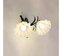 Applique Murale en Verre Green Metal Mur Mur Lighting Assymer Murture 2 Light Lampe, Lumières murales de Fleurs Modernes pour Le Couloir de Chambre à Coucher du Salon, Lampe de tête de lit E14