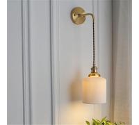 Applique Murale En Verre Nervuré Blanc Pour Décoration De La Maison, Pays Français, Verre De Lait,Abat-jour En Céramique Nordique, Lampe Murale Intérieure Dorée, Éclairage Mural Pour Chambre À Coucher
