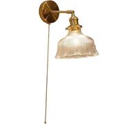 Applique Murale en Verre réglable à Motif Floral avec chaînette - Lampe de Lecture Industrielle à Bras en Laiton pour Chambre, Couloir, Salon - Vert Transparent