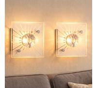 Applique Murale En Verre Satiné Partiel Cristal G9 Chrome 2X