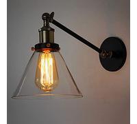 Applique murale en verre vintage Loft noir, applique murale E27 Edison, applique murale à bras de décoration intérieure E27, lampes de lavage murales d'intérieur, lampes de lecture de chevet de chambr