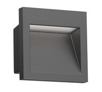 ledscom.de Applique murale encastrée LED NOLA, downlight pour l'extérieur, IP54, anthracite mat, 90 x 90mm, blanc chaud