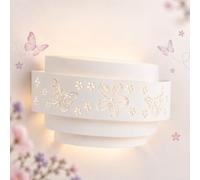 Applique murale enfant à fleurs et papillons, culot E27, blanche | Lumière décorative douce, format compact et ambiance personnalisable pour chambre, lecture et moments calmes.