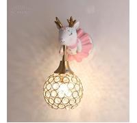 Applique murale enfants cristal - ACMHNC - Cerf en résine - Douille E27 - Rose