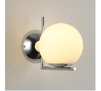 Applique Murale ""ESFERA"" avec Globe en Verre Opale E27 G45 - Diffuseur en Verre Soufflé et Structure en Acier Chromé.