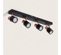 Applique Murale et de Plafond Orientable Métal 4 Spots Albus Black Rose Large Noir