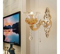 Applique murale européenne 1-2 lumières applique murale en cristal européenne simple salon applique murale chambre chevet appliques allée escalier éclairage intérieur lanterne murale e14 vis source