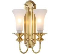 Applique murale européenne lumière moderne extravagante applique murale 2 lumières intérieur unique corps en cuivre éclairage abat-jour en verre blanc base E14,éclairage au plafond