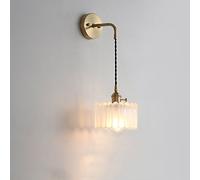 Applique Murale européenne rétro en Verre à 1 lumière - Tête de Lampe en cuivre Minimaliste E27 - Applique Murale en Laiton pour Balcon, escalier, allée, Chambre à Coucher, Lampe de Chevet en méta