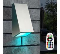 Applique murale d'extérieur LED en acier inoxydable, verre argenté, télécommande RGB, H 14,5 cm