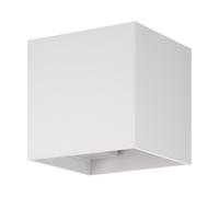 Eglo Applique murale extérieure LED Barcarola-E, lampe d'extérieur avec éclairage haut et bas, luminaire cube en plastique blanc, lumière blanche neutre, IP44
