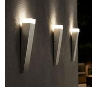 Applique d'extérieur, applique murale, torche, zone d'entrée, terrasse, IP44, acier inoxydable, argent, HxLxP 30,5x7,5x8,5cm, lot de 3