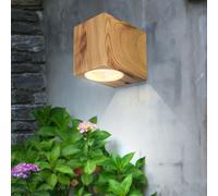 Applique murale d'extérieur en aluminium aspect bois jardin balcon extérieur lumière murale DOWN verre, 1x GU10, LxH 6,8x8 cm