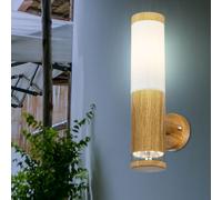 Applique Murale Extérieur Lampe de Jardin Torche Optique Bois Inox E27 H 35 CM