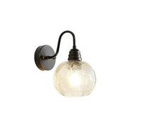Applique Murale Extérieure À Col de Cygne, Style Vintage Étanche, 22 Cm, Lanterne En Alumiavec Globe En Verre Ambré Côtelé, Douille E27, Applique Industrielle En Fer Pour Portail de Jardin, Balcon Ou