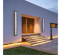 Applique murale extérieure à intensité variable avec télécommande, étanche, en acrylique noir, pour jardin, terrasse, garage, lampe d'intérieur longue (lumière blanche 180 cm 88 W) (lumière chaude 20