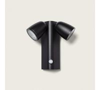 LEDKIA LIGHTING Applique Murale Extérieure Aluminium avec Détecteur de Mouvement Abel Deux Spots Noir GU10