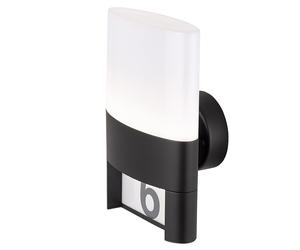 Applique murale extérieure applique numéro de maison lumière extérieure IP54, applique maison terrasse jardin, métal noir, autocollant, 1x LED 10,5W 660Lm 3000K, HxLxP 28x15,5x13,5cm, Wofi 12227