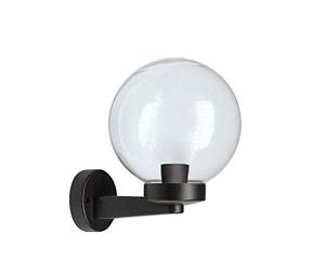 Applique murale extérieure avec sphère, Globe de Jardin 200mm avec support, culot E27, compatible LED, étanche IP44, pour jardin, parcs, copropriétés, terrasses. Transparent