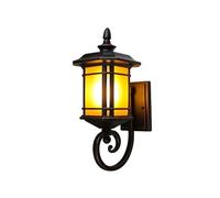 Applique Murale Extérieure Classique, Lanterne Murale Extérieure de 59,4 Cm (23,4 Po), Applique Murale En Alumimoulé Sous Pression Antirouille Avec Verre Jaune, Luminaire Mural Rétro À Bras En Volute