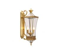 Applique Murale Extérieure de Style Vintage Classique, En Laiton Massif Avec Panneaux de Verre Transparent, Double Douille E14 Câblée, Idéale Pour Une Entrée, Une Terrasse, Un Porche Ou Un Portail de