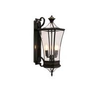 Applique Murale Extérieure de Style Vintage Classique, En Laiton Massif Avec Panneaux de Verre Transparent, Double Douille E14 Câblée, Idéale Pour Une Entrée, Une Terrasse, Un Porche Ou Un Portail de
