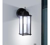 Applique Murale extérieure Demi-Lanterne, culot E27, Indice de Protection IP23, Abat-Jour Noir, Structure en métal et Verre, idéale pour Porche, Jardin ou Terra