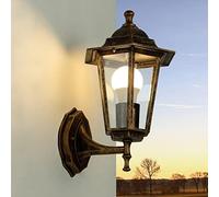 Applique murale extérieure en aluminium et verre couleur cuivre antique IP44 pour jardin, profondeur 22,5 cm, culot E27, lanterne nostalgique verticale, éclairage extérieur PARIS