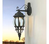 Applique murale extérieure en verre et aluminium anthracite IP44 Balcon Terrasse L : 15,5 cm E27 Lanterne rustique de style campagnard Luminaire extérieur Jardin BREST