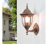 Applique murale extérieure en verre et aluminium couleur cuivre antique, IP44, pour balcon et terrasse, L:16,5 cm, E27, rustique, MILANO