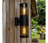 Applique Murale Extérieure Lampe De Balcon Fumé Noir 2 Flammes Up Down LED
