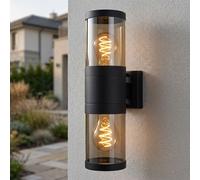 Applique Murale Extérieure Lampe De Jardin Fumé Noir E27 Façade Up Down LED