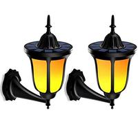 Applique murale extérieure Lampe murale américaine créative extérieure Support solaire Lumière Flamme Applique LED Cour Paysage Capteur Lumière de sécurité Étanche Anticorrosif Ip65 Couloir Allée 2pcs