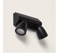 Applique Murale Extérieure LED Aluminium Abel Large Deux Spots Noir