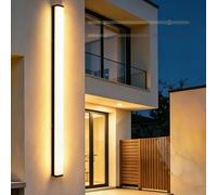 Applique Murale Extérieure LED Dimmable Longue Luminaire Mural avec Télécommande IP65 Étanche Aluminium Eclairage Mural 3000K-6500K Intérieur/Extérieur Garage Porche Jardin Terrasse (Noire,150cm)