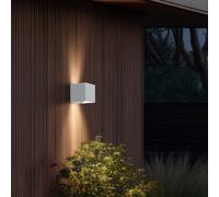 Applique extérieure Applique murale LED UP & DOWN Applique domestique, aluminium blanc moulé sous pression, 2x 3W 2x 290lm 3000K blanc chaud, H 10 cm