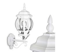 Applique murale extérieure Lentua au look vintage, en aluminium moulé blanc pour une ampoule E27, ampoule(s) non incluse(s), IP44