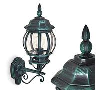 Applique murale extérieure Lentua au look vintage, en aluminium moulé vert/noir pour une ampoule E27, ampoule(s) non incluse(s), IP44