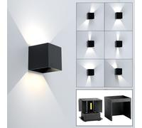 Applique extérieure Up and Down lights outside Applique murale LED extérieure, cône de lumière orientable, aluminium noir, LED 5W 700lm blanc neutre, LxPxH 10x10x10 cm