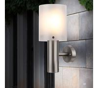 Applique murale applique extérieure lumière maison applique terrasse, IP44, acier inoxydable opale argentée, 1x LED 11W 710Lm blanc chaud, DxH 12x27.8cm