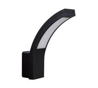 Applique murale extérieure Noire, design incruvé, éclairage LED Blanc chaud, pour terrasse, jardin, façade de maison