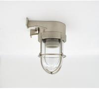 Applique Murale Extérieure Petite H: 16,5 Cm Laiton Verre E27 IP64 En Nickel
